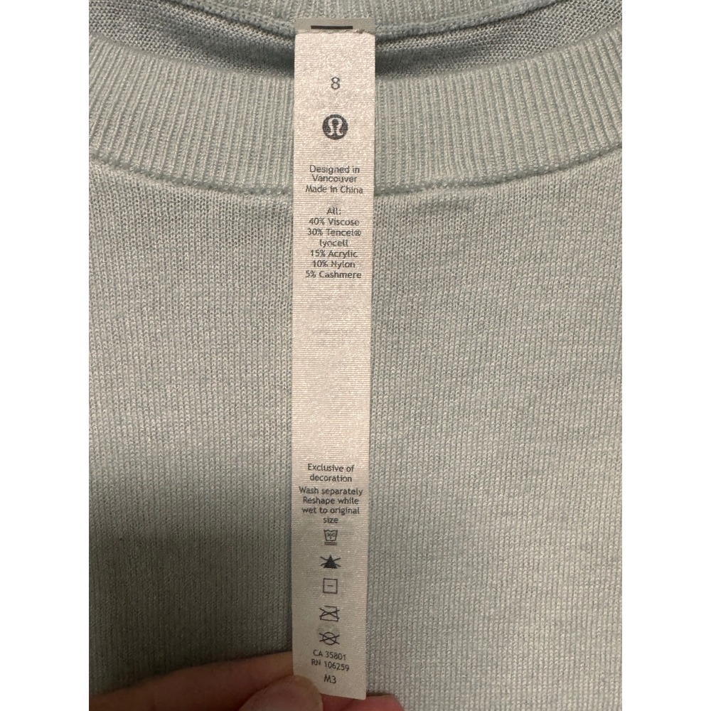 Lululemon Rest Less Pullover Mint Green Cashmere Blend Long Sleeve Top Size 8 - Picture 3 of 6